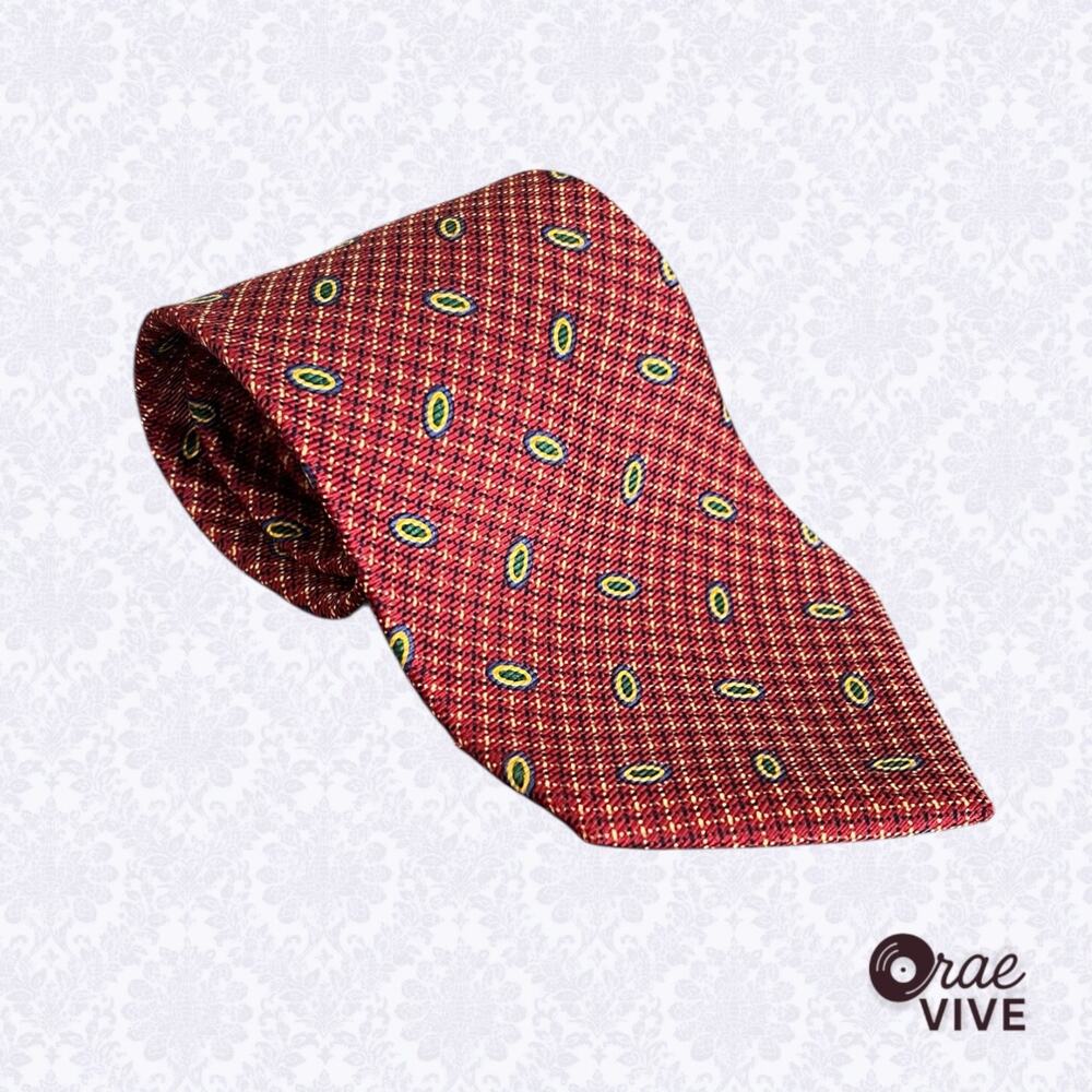 Tommy Hilfiger Red Peacock Silk Tie 100% Imported Silk Italy Print USA Made